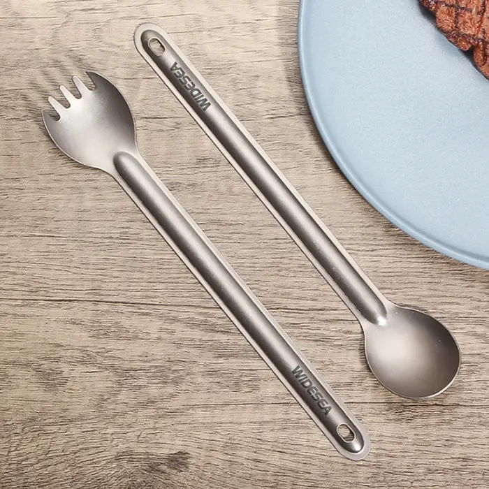 Widesea Camping titane Spork cuillère extérieur fourchette légère vaisselle Portable pique-nique randonnée voyage