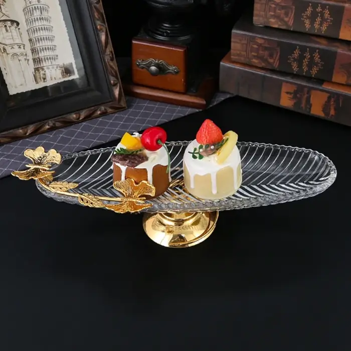 Assiette à bonbons aux fruits en métal élégante avec Base renforcée