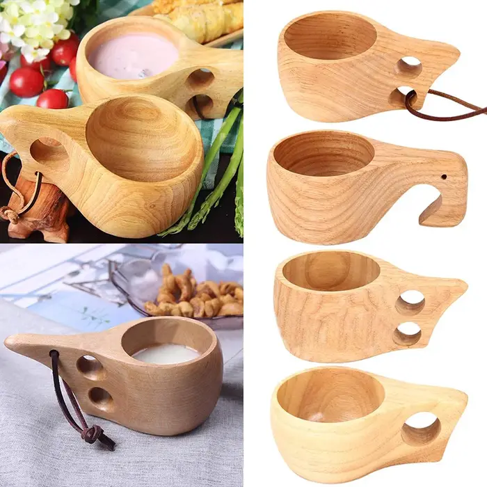 Tasse à café nordique en bois faite à la main