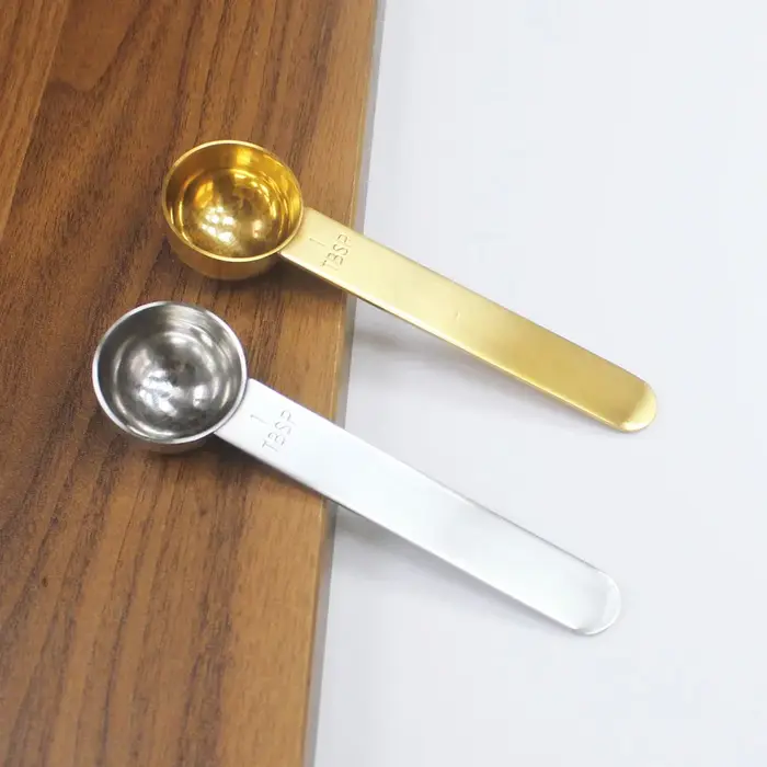 Cuillère à café en acier inoxydable, argent et or, 30ml, cuillère à mesurer, cuillère à mesurer en m