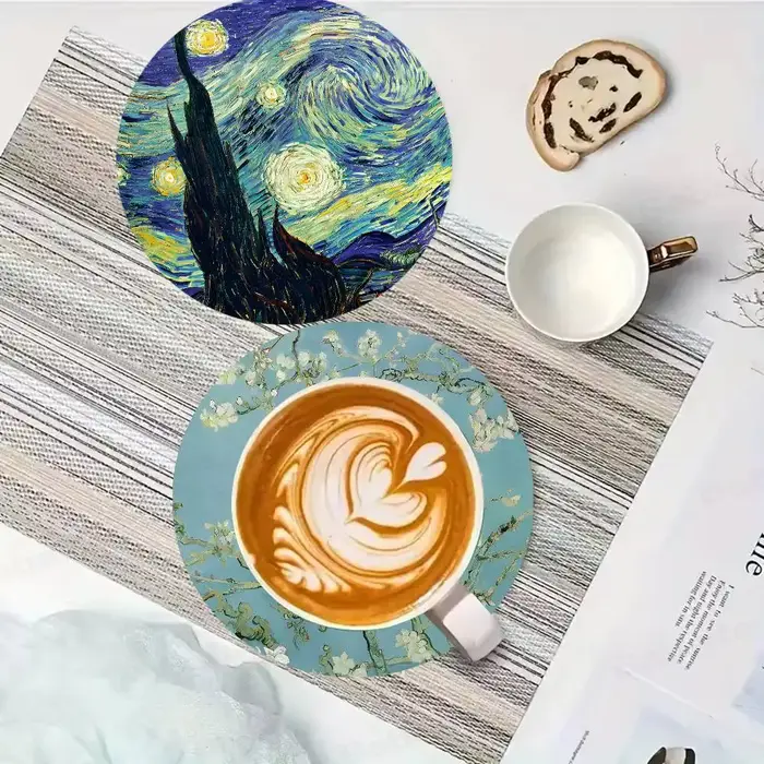 Sous-verres ronds en peinture à l'huile de Van Gogh