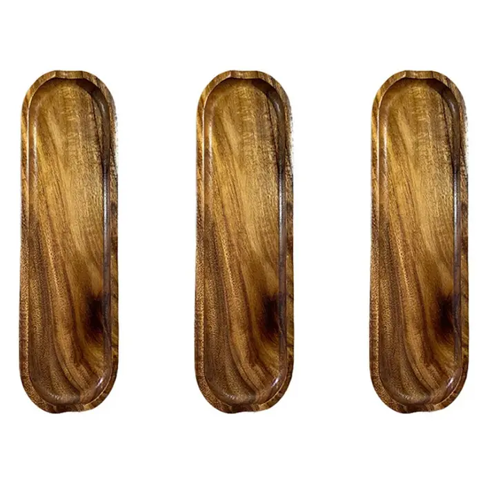 Assiette rectangulaire en bois de teck ABUN-3X