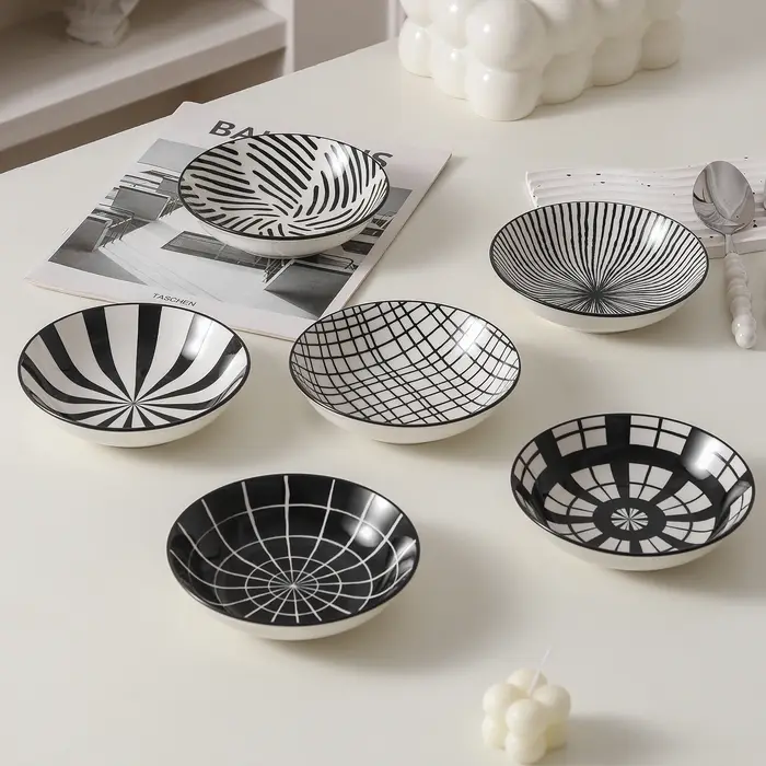 Lot de 6 plats à trempette en céramique style Hepburn