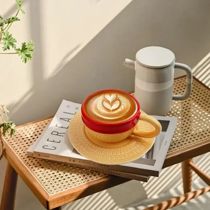 Ensemble de tasses et soucoupes en céramique de dessin animé créatif