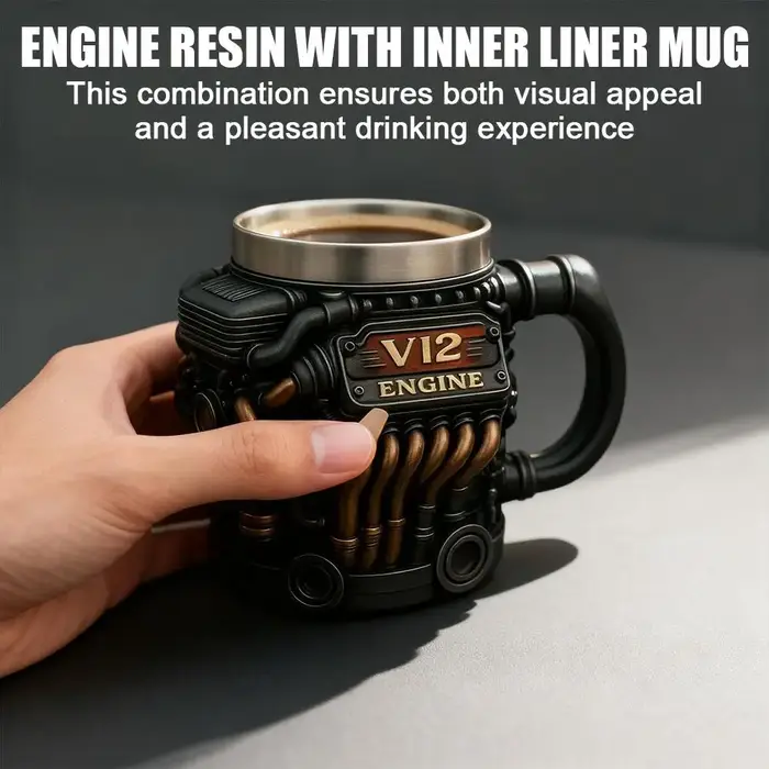 Tasse à café vintage en forme de moteur 200 ml – Mug isotherme pour les passionnés de voitures