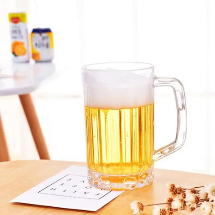 Mug à bière transparent 500 ml en plastique incassable – Idéal pour le petit-déjeuner