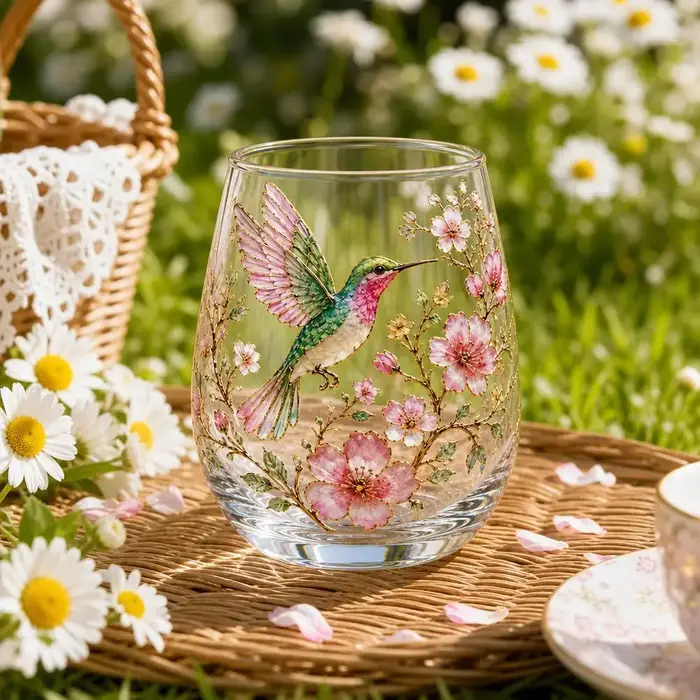 Nouvelles tasses à thé en verre à motif floral