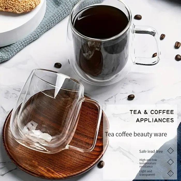 Tasse en verre Double couche avec poignée