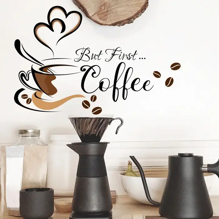 Autocollants muraux à motif de tasse à café créative