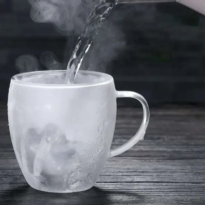 Tasse à café en verre murale à Double fond