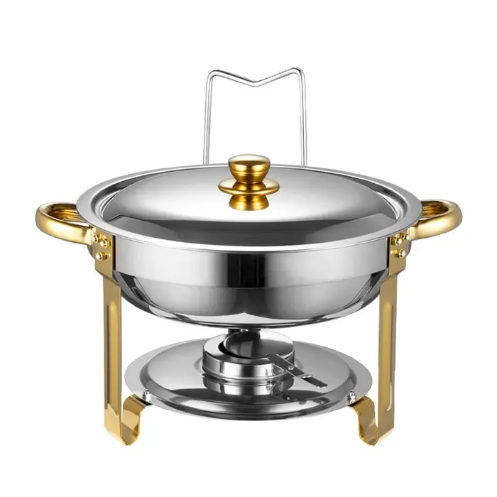 Ensemble de buffet à réchauds ronds en acier inoxydable 5QT