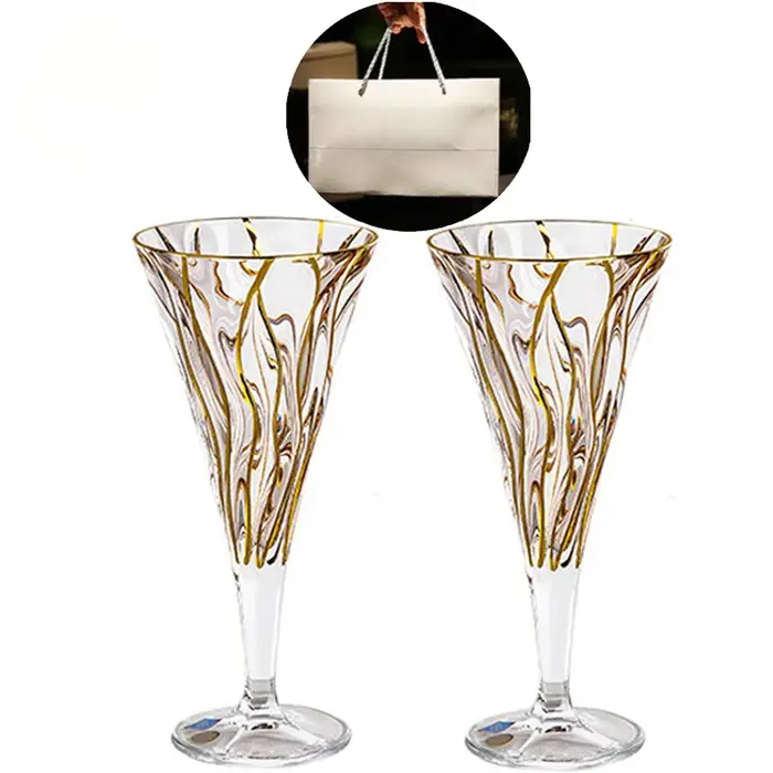 Verre à whisky en cristal doré tressé, grand verre à vin rouge, service à vin