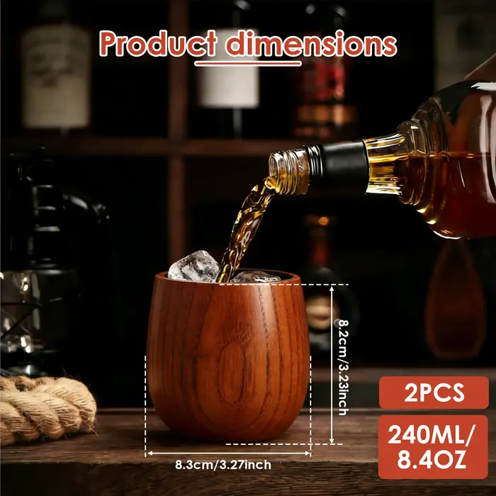 Lot de 2 verres à vin en bois de 240 ml