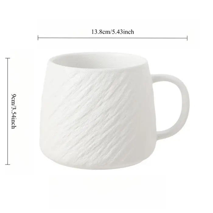 Mug à texture de pierre, grande capacité, couleur unie, design minimaliste, pour le bureau, la maiso