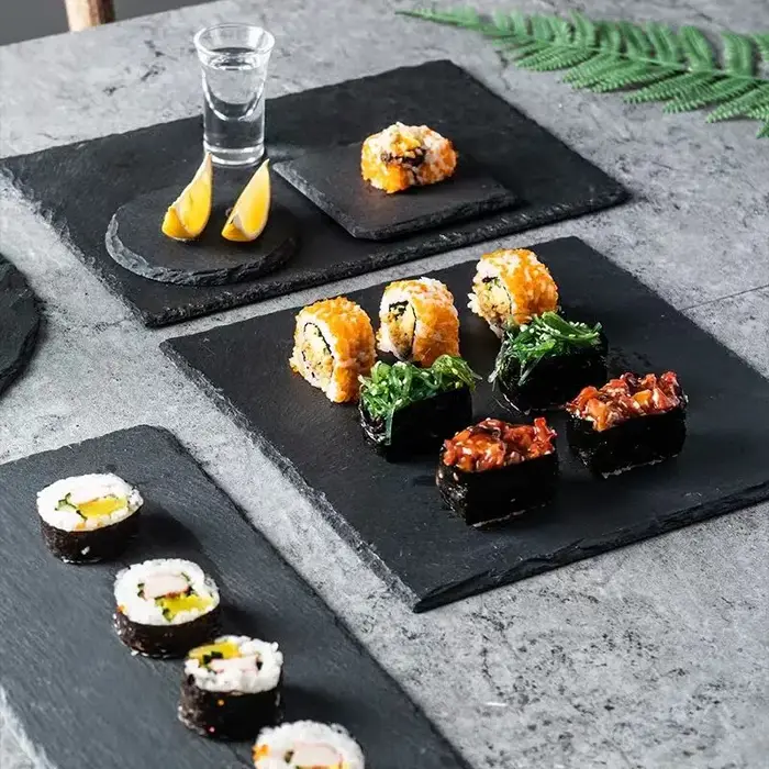 Assiettes à steak de l'Ouest en pierre noire