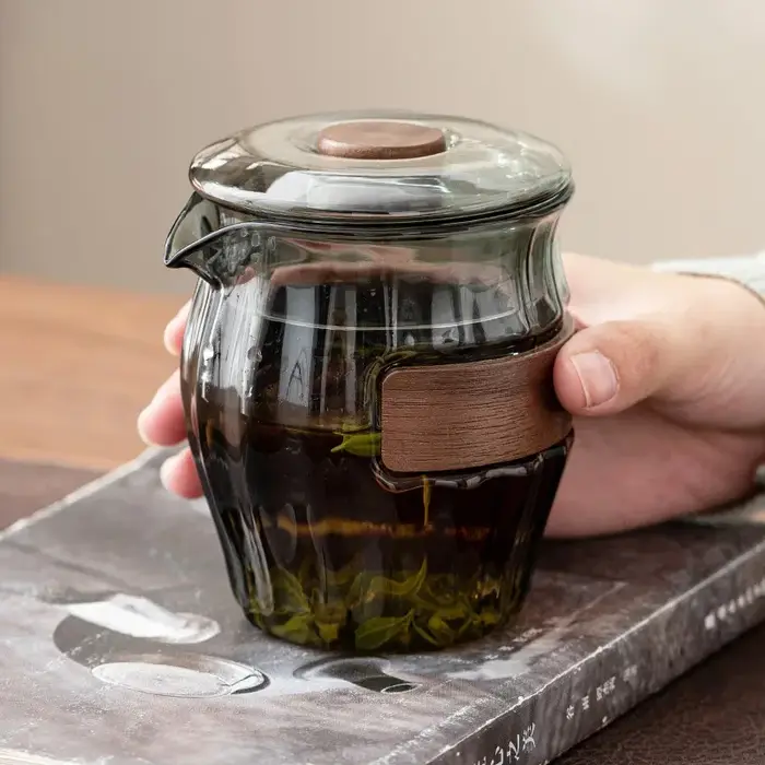 Théière en verre transparent pour bureau