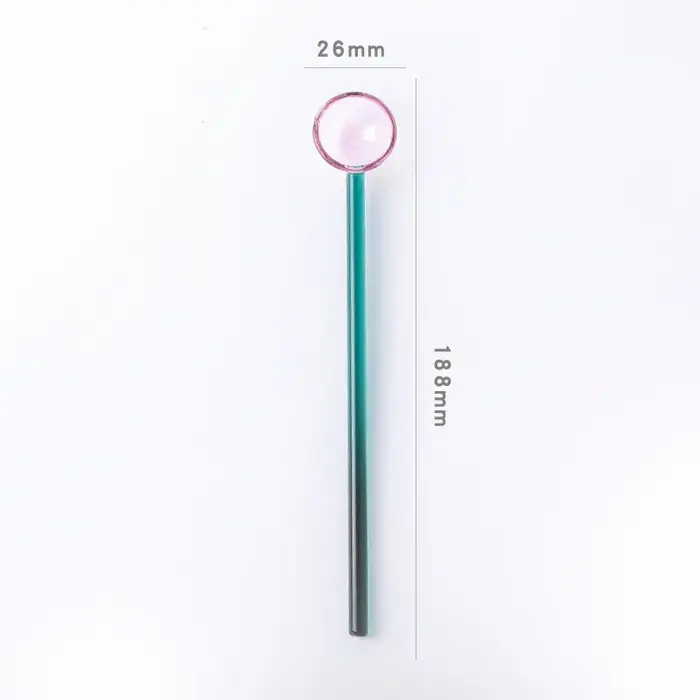 Cuillère en verre borosilicate écologique réutilisable avec brosses pour smoothies
