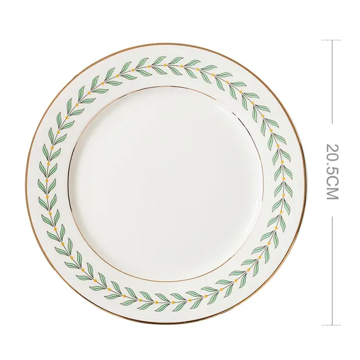 Ensemble de soucoupes à café à feuilles vertes coréennes, assiette à dîner, belle assiette en cérami
