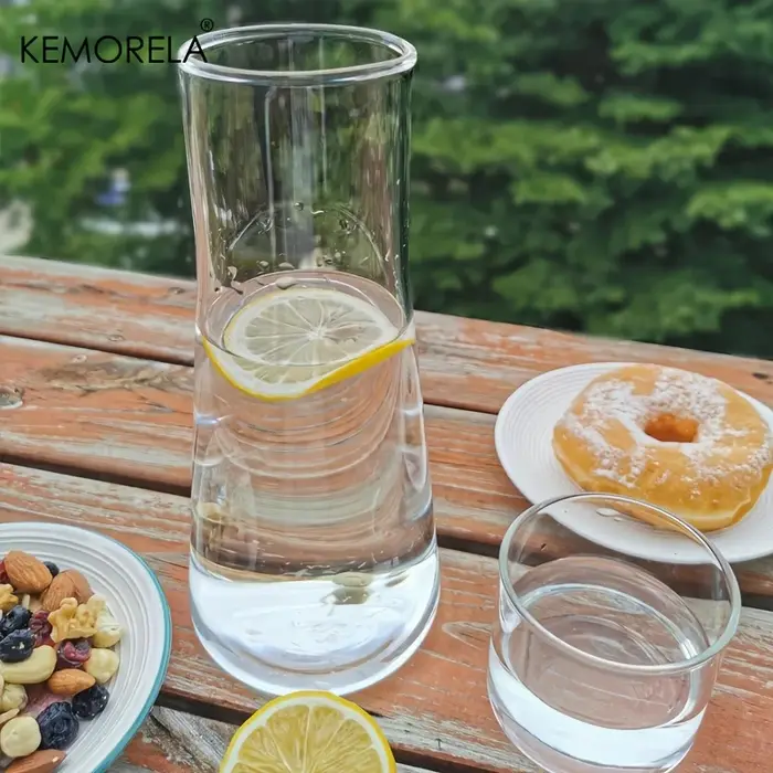 1/2 pièces 30oz clair haute teneur en verre Borosilicate jeu de Carafe d'eau de chevet avec gobelet-broche