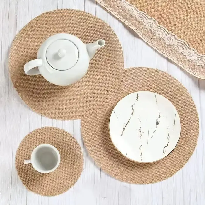 Lot de 13 sets de table ronds en toile de jute rustique de 12 pouces pour mariage champêtre et réunions à la ferme