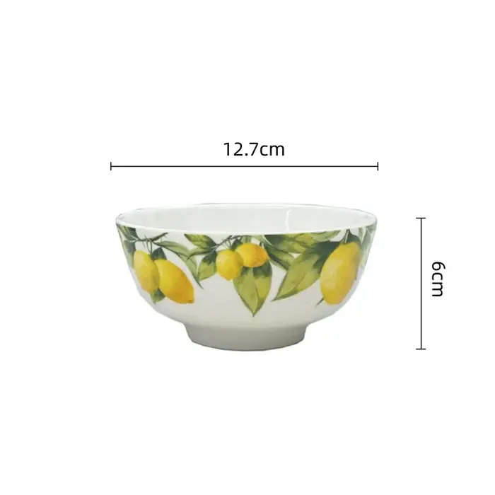 Assiette en porcelaine à motif citron, bol en céramique, assiette ronde peinte à la main, plat à fru