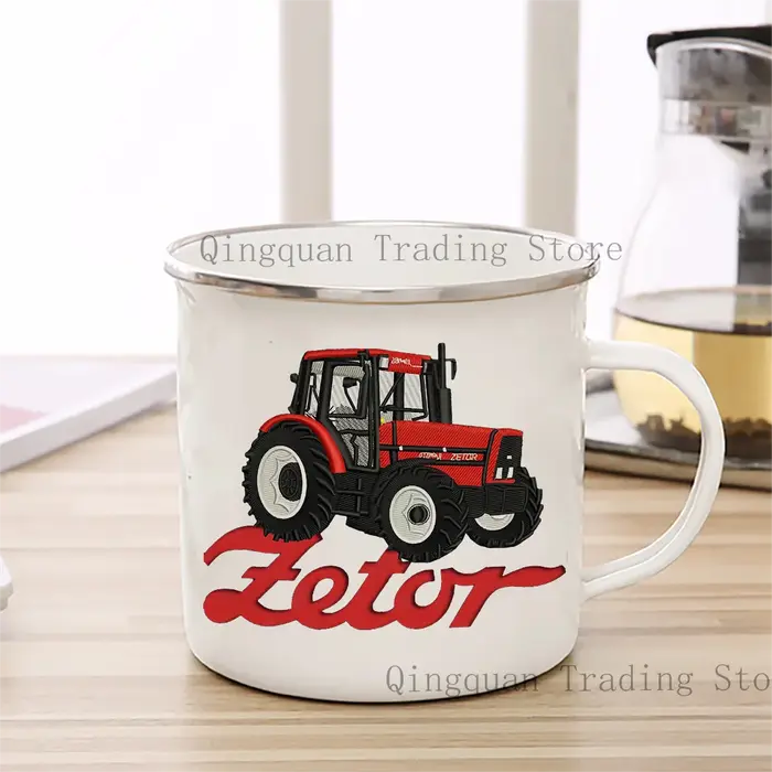 Zetor tasse émaillée tasse à café 11oz céramique café thé cacao tasse poignée thé boisson tasse souv
