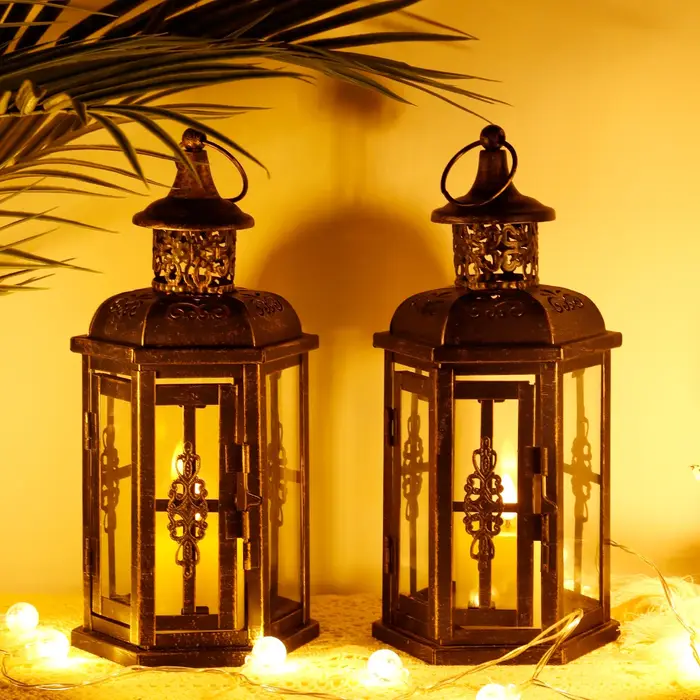 Bougeoir nordique Vintage lanternes bougies lanterne suspendue esthétique lanterne en fer noir décor