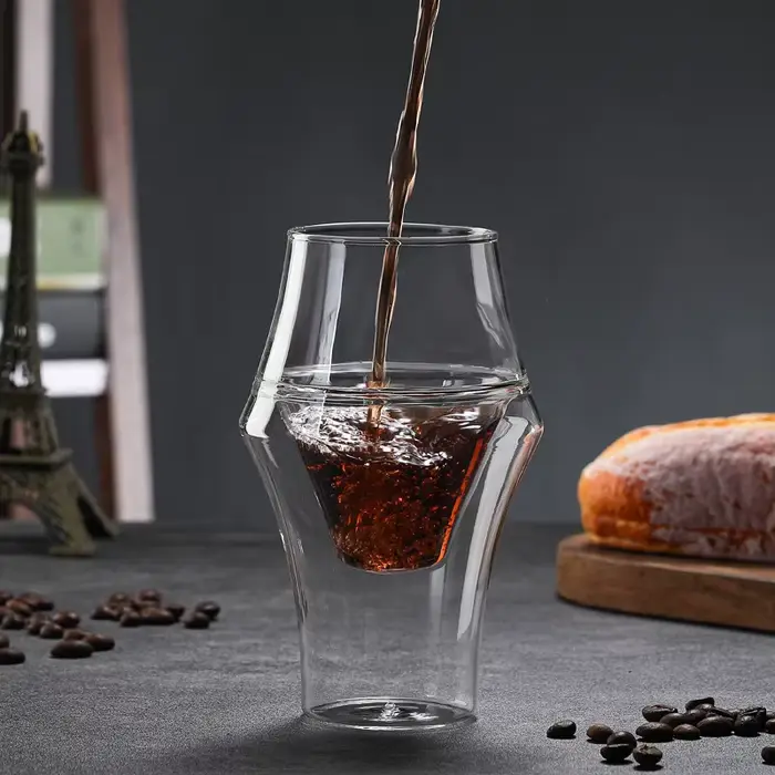 YWDL Nouvelle Tasse à Café Expresso Créative en Verre Double Paroi Anti-brûlure, Tasse à Lait, à Bra