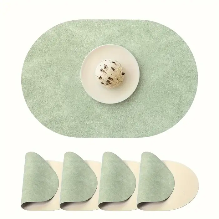 Lot de 4 sets de table ovales en similicuir