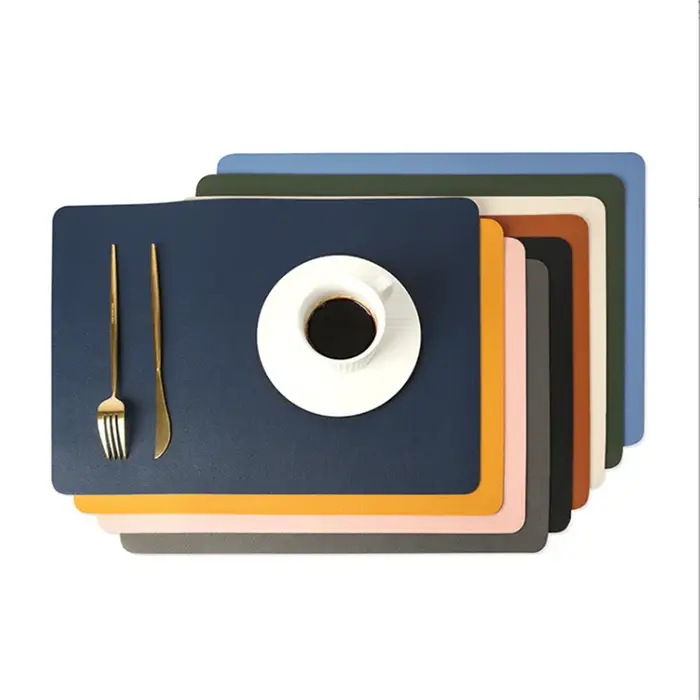 Napperon rectangulaire en cuir PU de couleur unie