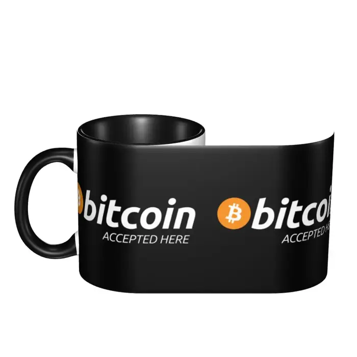 Bitcoin accepté ici tasse à café bricolage personnalisé en céramique thé lait
