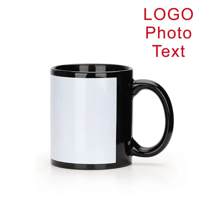 Tasse en céramique noire de 350ML, texte personnalisé, Photo, Logo, café, lait, cadeau personnalisé 