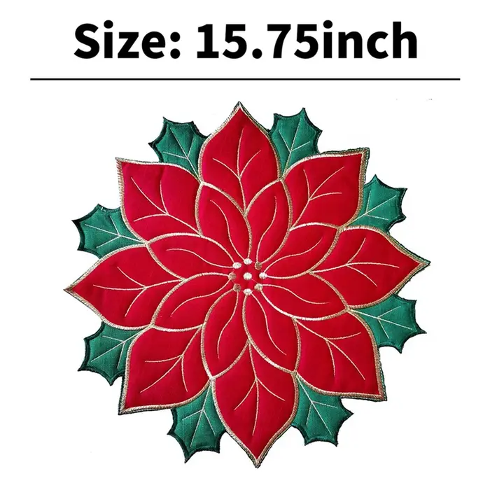 8X vacances noël napperons brodés appliques Poinsettia