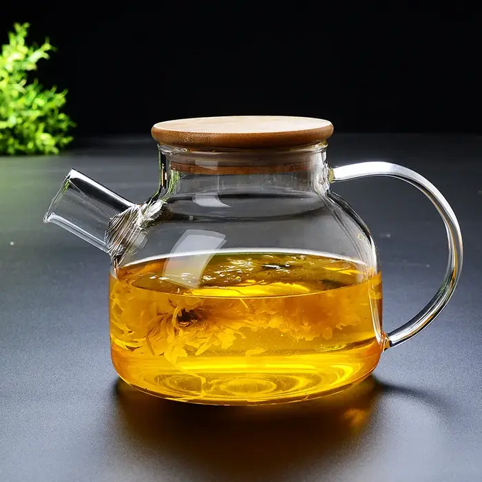 Bouteille d'eau en verre épaissi avec couvercle en acier inoxydable, pichet à eau froide, pichet à e