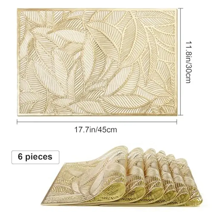 Ensemble de 2/4 napperons rectangulaires dorés