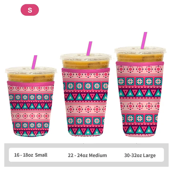 Juste de tasse en néoprène à motif imprimé, manches de café glacé réutilisables, conservation de la 