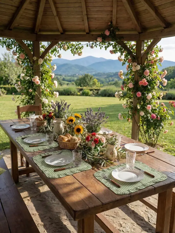 Ensemble de 6 sets de table carrés à carreaux verts gingham