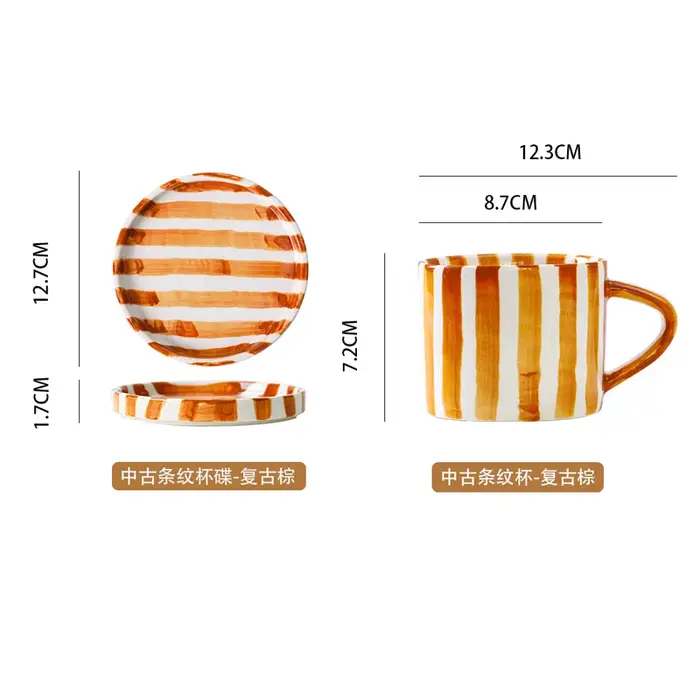 Tasse à café en céramique à rayures européennes