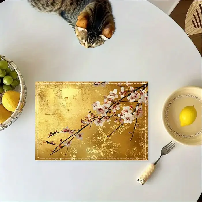 Lot de 1 élégant set de table floral doré de style chinois