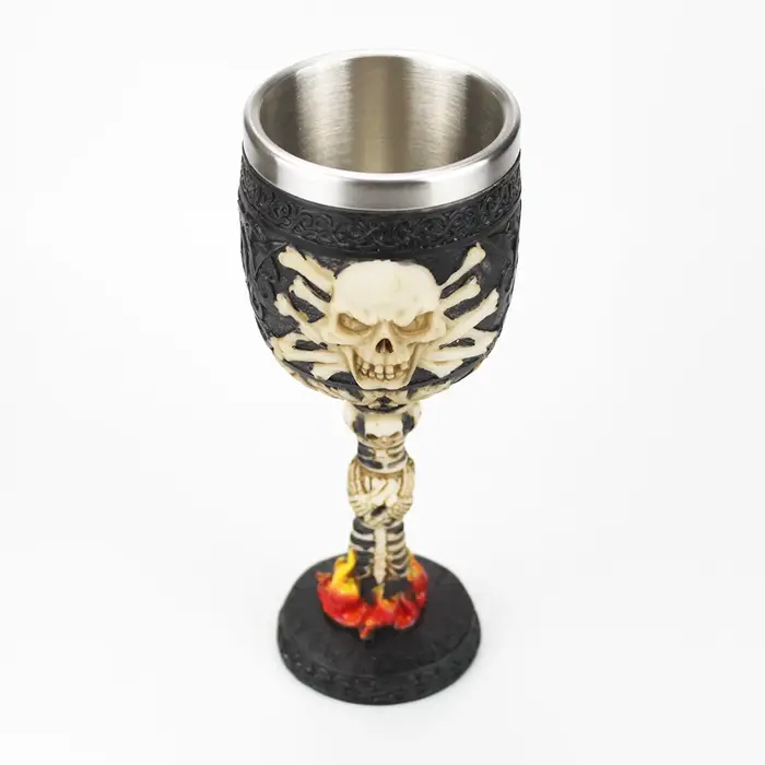 Gobelet gothique 3D Viking en acier inoxydable, crâne en résine, gobelet à vin, griffe de Dragon, squelette de colonne vertébrale, tasse à whisky, verre à vin pour Halloween
