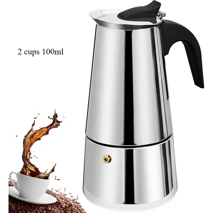 Cafetière Moka 2 Tasses en Acier Inoxydable