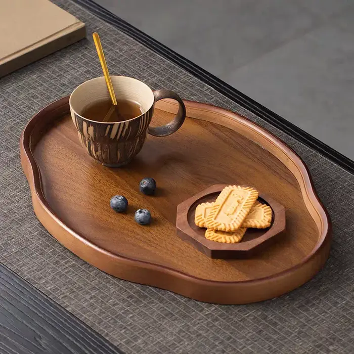 Plateau de service décoratif en bois pour Table basse et décoration de maison