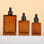 100 ml Flacon compte-gouttes d'huile essentielle rectangulaire à épaule plate ambre – Récipients c