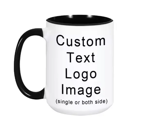 Image personnalisée 15oz tasses à café en céramique Photos de famille conception tasse texte personn