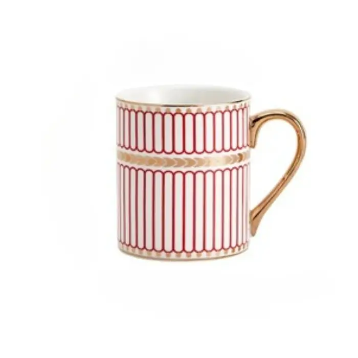 Tasse à café en céramique dorée peinte à la main de luxe légère
