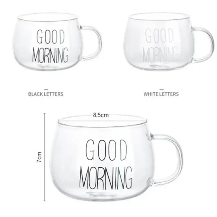 Tasse en verre créative transparente avec lettre imprimée