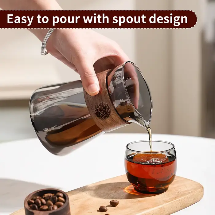 Carafe à café en verre de 16 oz avec couche thermorésistante en bois