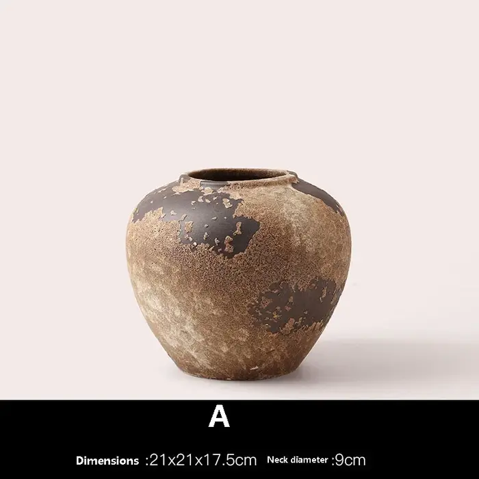 Vase Wabi Sabi en céramique, décor rétro haut de gamme pour salon, Arrangement de fleurs séchées, me