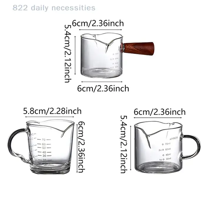 Verre doseur à expresso 70/75 ml avec double bec verseur