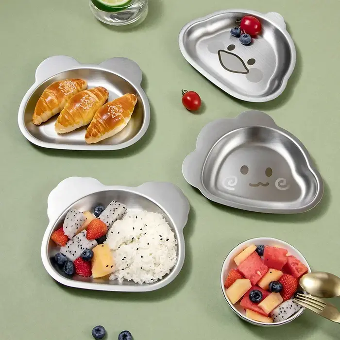 Assiette de table pour enfants en acier inoxydable 304